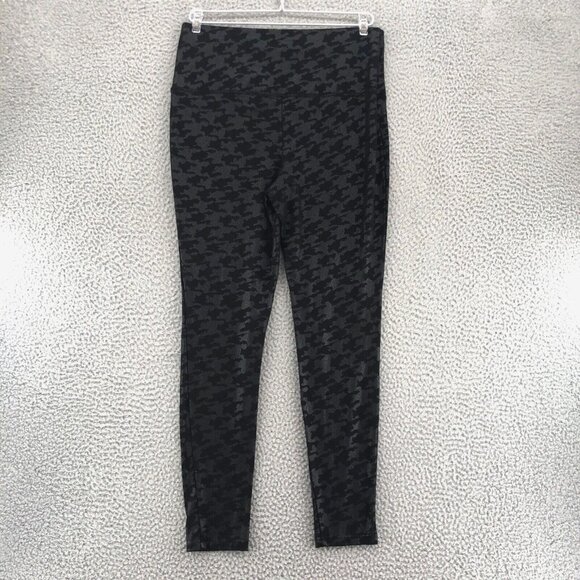Chicos Leggings Women 1 US 8 10 Black Houndstooth Zenergy Stretch Pull On Casual - Picture 3 of 11